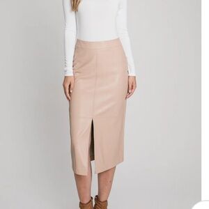 Chic Tan Faux Leather Pencil Skirt